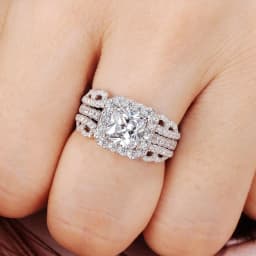 Newshe 925 Sterling Silver 3Ct Wedding Rings Set for Women Princess Cut Engagement Ring Open Enhancer Band Cubic Zircon Jewelry