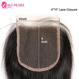 Straight 4x4 Lace Closure Human Hair Pre-Plucked With Baby Hair Peruvian Straight Human Hair Lace Closure Natural Black AliPearl
