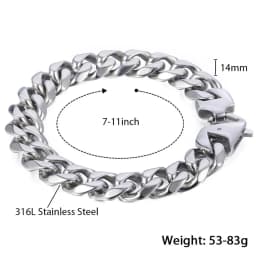 Fashion 15mm 316L Stainless Steel Bracelet For Men Boys Matte Brushed Silver Color Cut Curb Cuban Link Chain Dropshipping HB468