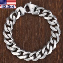 Fashion 15mm 316L Stainless Steel Bracelet For Men Boys Matte Brushed Silver Color Cut Curb Cuban Link Chain Dropshipping HB468