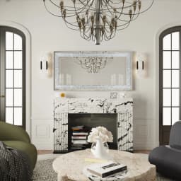 48' X 24' Crush Diamond Wall Mirror Large Decorative Glam Silver Vanity with Beveled Glass Sparkly Crystal Frame Edge
