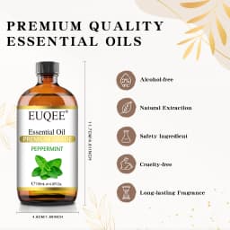 EUQEE 118ML Lavender Jasmine Eucalyptus Vanilla Peppermint Essential Oils with Glass Dropper|Aromatherapy, Humidifier,DIY Soap