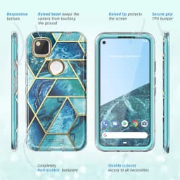 I-BLASON For Google Pixel 4A Case (2020 Release) Cosmo Full-Body Marble Glitter Case Cover WITH Built-in Screen Protector