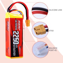 Sunpadow 4S Lipo Battery 2250mAh 14.8V 25C with XT60 Plug for RC Car Boat Model Racing Hobby 2pcs