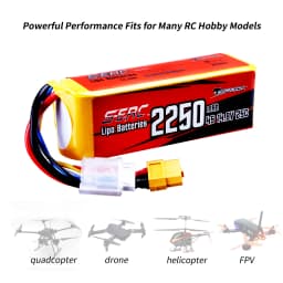 Sunpadow 4S Lipo Battery 2250mAh 14.8V 25C with XT60 Plug for RC Car Boat Model Racing Hobby 2pcs
