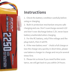 Sunpadow 4S Lipo Battery 2250mAh 14.8V 25C with XT60 Plug for RC Car Boat Model Racing Hobby 2pcs