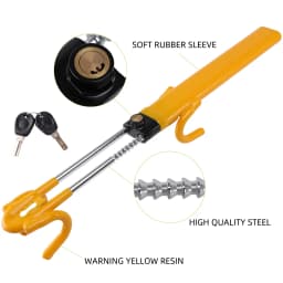 FARBIN Double Hook Locks Heavy Duty Double Anti Theft Wheel Car Lock Steering Wheel Lock Adjustable Length Safety Tool Accessory