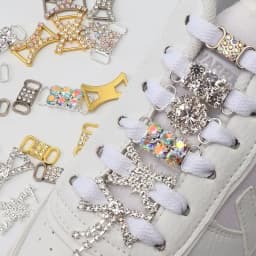 Luxury Rhinestone AF1 Shoe Charms Colorful Diamond Sneaker Shoe Decoration Fashion Shoelaces Metal Buckles Shoes Accesories 2Pcs