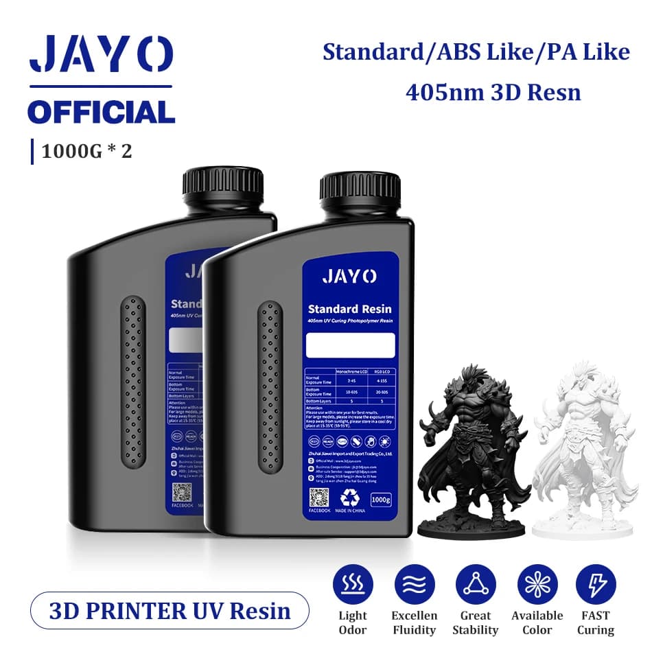 JAYO Standard/ABS-Like/Plant based /Like PAResin 2KG 395-405nm UV Curing Photopolymer Rapid Resin for LCD/DLP/SLA 3D Printer