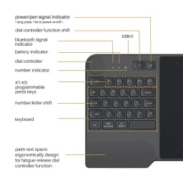 HUION Inspiroy Keydial KD200 Tablet Battery-Free Pen Wireless Graphics Digital Drawing Board with Keyboard Mesa Digitalizadora