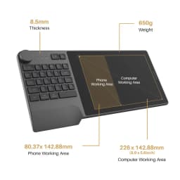 HUION Inspiroy Keydial KD200 Tablet Battery-Free Pen Wireless Graphics Digital Drawing Board with Keyboard Mesa Digitalizadora