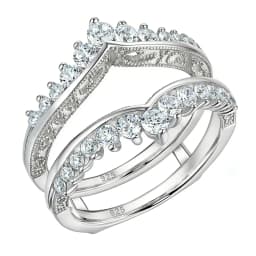 Newshe Luxury Solid 925 Sterling Silver Wedding Engagement Rings for Women High Grade Cubic Zircon Guard Band BR1167