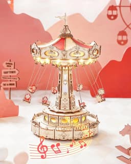Robotime Magic Amusement Park Wooden Toys DIY Music Box Moveable 3D Wooden Puzzle for Kids Gifts for Christmas EA