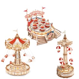 Robotime Magic Amusement Park Wooden Toys DIY Music Box Moveable 3D Wooden Puzzle for Kids Gifts for Christmas EA