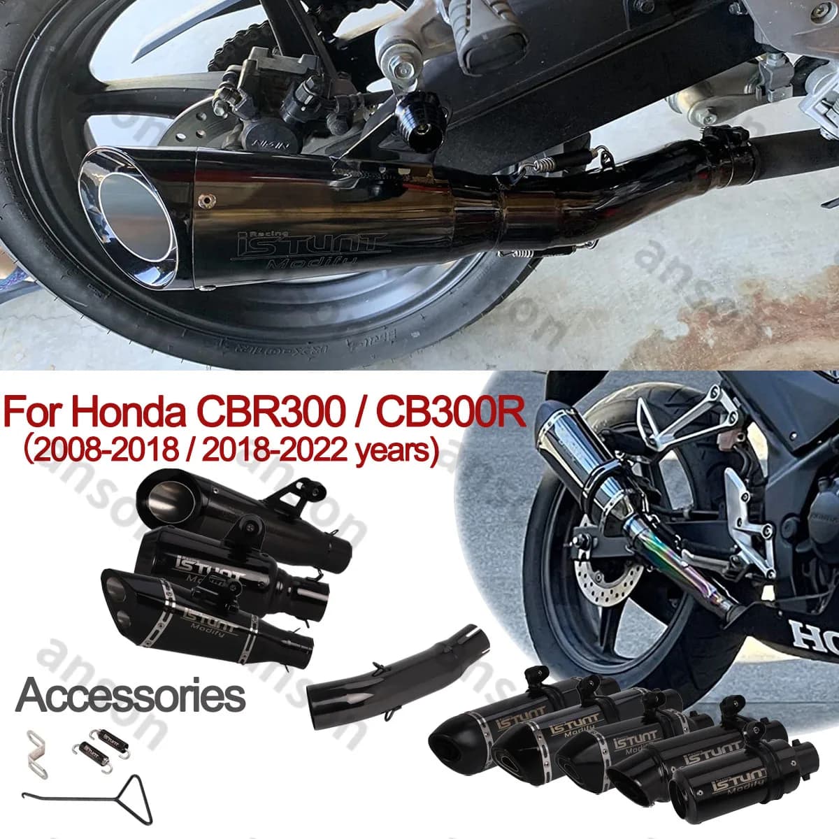 CBR300R Exhaust System Slip on For Honda CBR300R CBR300 CB300F CB300R 2008-2022 Modified Muffler Middle Link Pipe