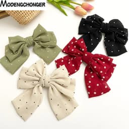 New Fashion Small Dot Floral Barrettes Bow For Women Grils Wild Sweet Three-layer Oversized  Chiffon Hairpin Hair Accessories