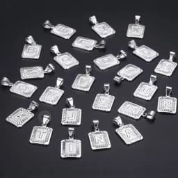 A-Z Letters Silver Color Charm Pendant Necklaces Square Capital Stainless Steel Letter Necklace Unisex Alphabet Jewely GPM11
