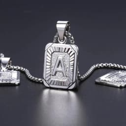 A-Z Letters Silver Color Charm Pendant Necklaces Square Capital Stainless Steel Letter Necklace Unisex Alphabet Jewely GPM11