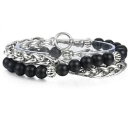 8mm Men's Lapis Lazuli Tiger Eye Stone Beaded Bracelet Stainless Steel Wheat Link Lava Bracelet Wristband Jewelry Gifts DBM46