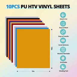 HTVRONT 52 Pcs Heat Press Supplies Accessories for Beginners Clothing T-shirt Printing DIY Include HTV Sublimation Paper