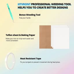 HTVRONT 52 Pcs Heat Press Supplies Accessories for Beginners Clothing T-shirt Printing DIY Include HTV Sublimation Paper