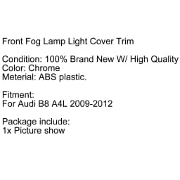 Areyourshop 1 Pair Chrome Front Fog Lamp Light Cover Trim Decorate Frame for Audi B8 A4 2009 2010 2011 2012 Car Accessories