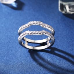 Newshe K Gold Color 925 Silver Jewelry Wedding Rings Enhancers for Women Square Hollow Guard Band AAAAA CZ Anniversary Gift