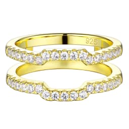 Newshe K Gold Color 925 Silver Jewelry Wedding Rings Enhancers for Women Square Hollow Guard Band AAAAA CZ Anniversary Gift
