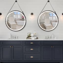 Frame Round Mirror,Round Bathroom Mirror with Light,Wall Mounted Lighted Vanity Mirror, Anti-Fog & Dimmable Touch Switch