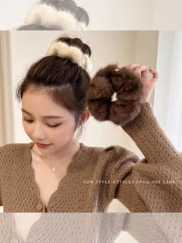 New Winter Plush Scrunchies Women Girl Imitation Mink Elastic Hair Rubber Bands Accessories Tie Hair Ring Holder Headdress