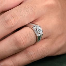 Newshe Genuine 925 Sterling Silver Wedding Rings for Men Moissanite 1.25Ct Round White Simulated Diamond Luxury Fine Jewelry