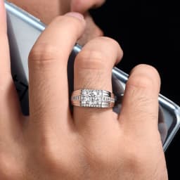 Newshe Genuine 925 Sterling Silver Wedding Rings for Men Moissanite 1.25Ct Round White Simulated Diamond Luxury Fine Jewelry