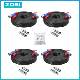 ZOSI 4-Packed 18M 30M 45M (60FT,100FT,150FT) CCTV Power Video BNC + DC Plug Cable for CCTV Camera and DVR System Coaxial Cable