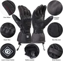 Savior Heat Electric Ski Heated Gloves for Men Women Rechargeable Battery Motocycle Heating Gloves for Snowboarding Cycling
