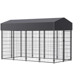 Large Dog Kennel Dog Crate Cage, Welded Wire Pet Playpen with UV Protection Waterproof Cover Metal and Roof Outdoor Heavy Duty