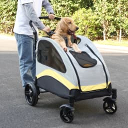 Large Dog Stroller 4 Wheel Pet Trolley Carrier Foldable for 2 Dogs up to 121 lbs