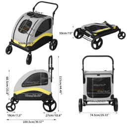 Large Dog Stroller 4 Wheel Pet Trolley Carrier Foldable for 2 Dogs up to 121 lbs