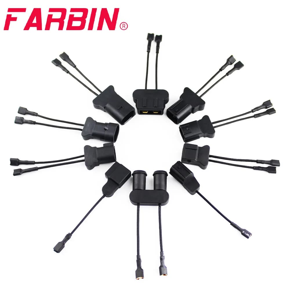 FARBIN 2Pcs Car Horn Plug Universal Snail Horn Socket Dedicated Horns Conversion Plug Adapter Auto Speaker Socket Accessorie