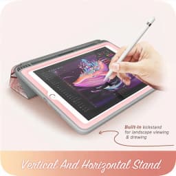 For iPad 9.7 Case (2018/2017) i-Blason Cosmo Trifold Stand Case with Auto Sleep/Wake & Pencil Holder, Built-in Screen Protector