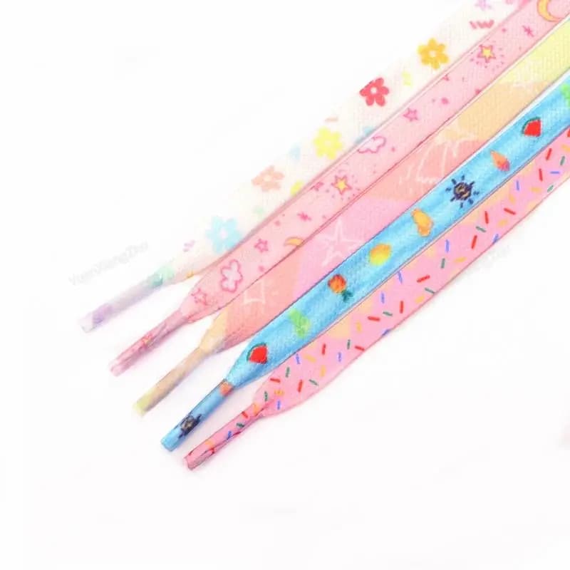 New Print Shoelaces for Sneakers Quality Fabric Flat Shoe laces Fashion Girl Laces for Shoes width 0.8cm 120/140/160CM