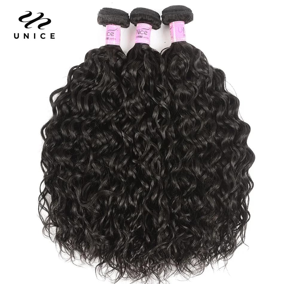 Unice Hair Water Wave Bundles 1 3 4 PCS Natural Color Unprocessed Virgin 100% Human Hair Bundles 100Gram Per Bundle 8-26inch