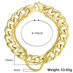 Hip Hop Men's Bracelet Double Chain Stainless Steel Wheat Cuban Link Chain Bracelet Male Jewelry Dropshipping Gifts DB08