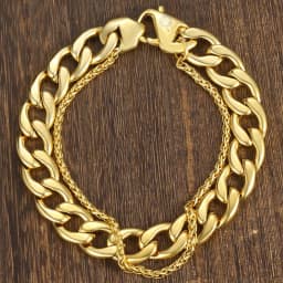 Hip Hop Men's Bracelet Double Chain Stainless Steel Wheat Cuban Link Chain Bracelet Male Jewelry Dropshipping Gifts DB08