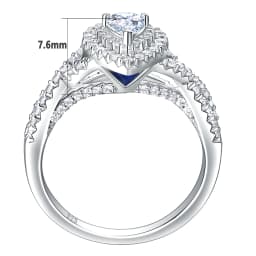 Newshe 2 Pcs 925 Sterling Silver AAAAA Zircon Moissanite Wedding Rings for Women Engagement Ring Sets Pear Shape Teardrop