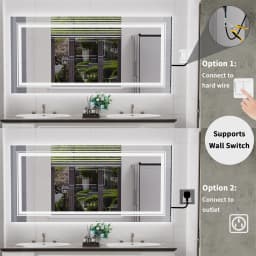 63" x 32" Extra Large LED Light Backlit Bathroom Mirror Dual Lights Makeup Anti-Fog Memory 3 Colors Dimmable With Touch Button