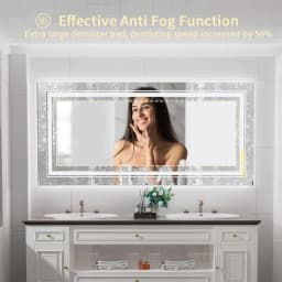 63" x 32" Extra Large LED Light Backlit Bathroom Mirror Dual Lights Makeup Anti-Fog Memory 3 Colors Dimmable With Touch Button