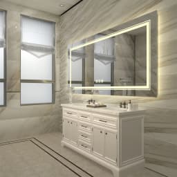63" x 32" Extra Large LED Light Backlit Bathroom Mirror Dual Lights Makeup Anti-Fog Memory 3 Colors Dimmable With Touch Button