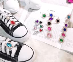 1PCS Shiny Rhinestones Buckle Shoelaces Decoration Shoes Accessories Pearl Love Shiny Rhinestones Kids Women shoe charms design