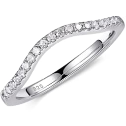 Newshe 925 Silver Moissanite Wedding Rings for Women Curved Stacking Eternity Band Jewelry Gift D Color VVS1 Pass Diamond Tester