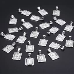 Sliver Color Initials Name Pendant Necklace Alphabet Letter A J K Charm 3mm/5mm Cuban Link Chain Dropshipping GPM11C